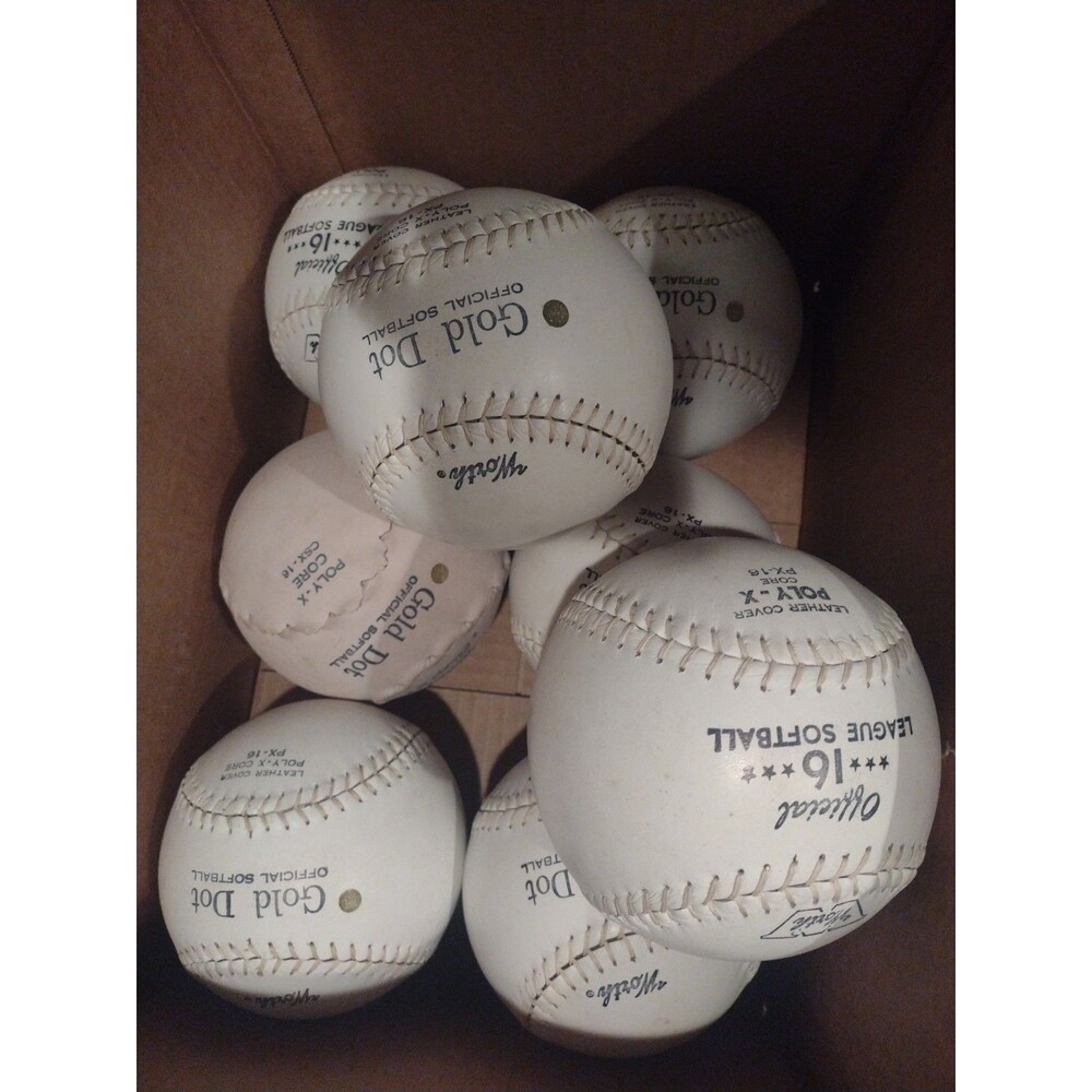 Lot Of 8 Worth Leather, Poly Core 16 Inch Softballs